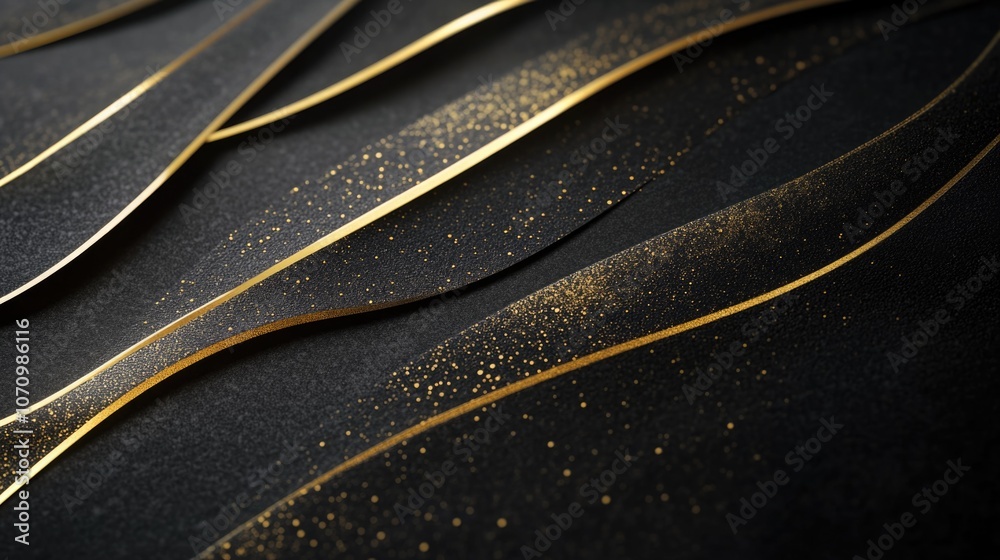 Poster close-up shot of a black and gold textured background, ideal for designing with