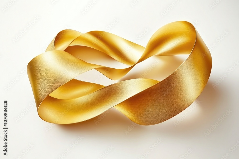 Poster a simple and elegant design featuring a golden ribbon against a white background
