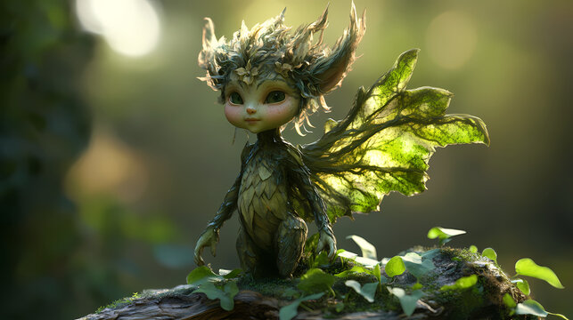 Little forest sylph, 3d cg. Fantasy. Illustration