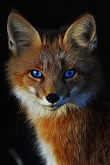 Obraz premium A fox with blue eyes is staring at the camera
