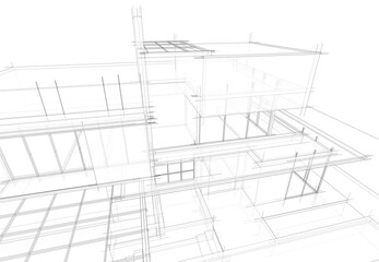  architectural drawing 3d illustration