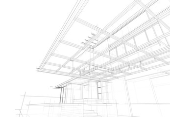  architectural drawing 3d illustration