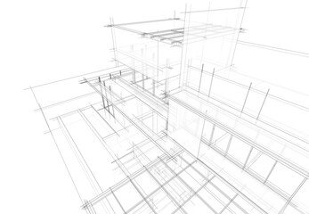  architectural drawing 3d illustration