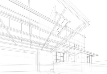 Fototapeta premium architectural drawing 3d illustration