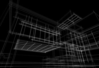  architectural drawing 3d illustration