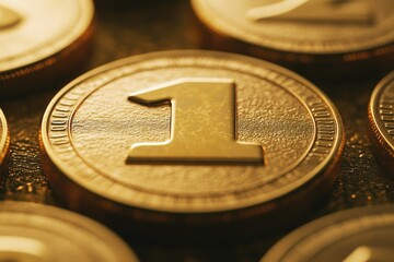 Detailed view of a coin with a numerical value, suitable for financial or accounting contexts