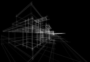  architectural drawing 3d illustration