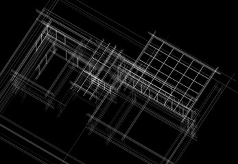  architectural drawing 3d illustration