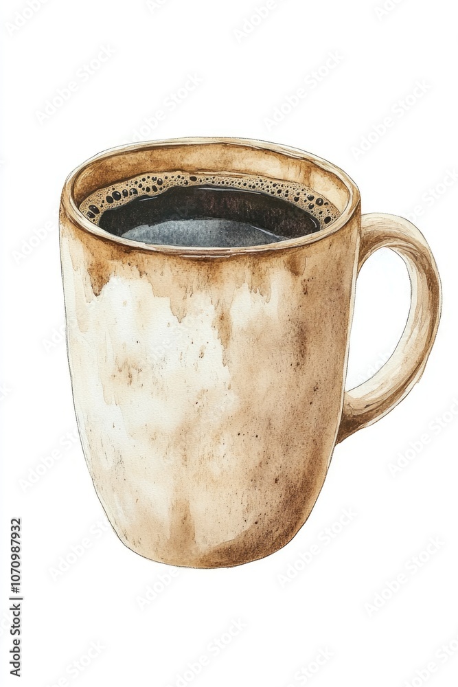 Aufkleber a simple, white mug with a design on a clean white background