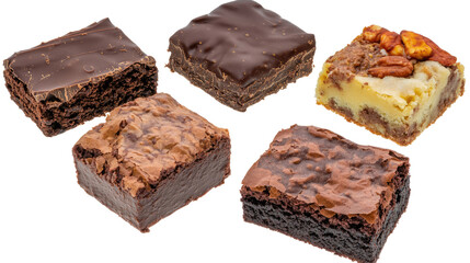 Homemade Chocolate Brownies on a Clear Background Generative AI
