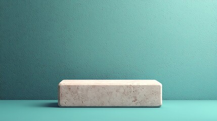 3D mockup a yoga block on a solid teal background, perfect for wellness branding