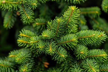 A detailed view of a pine tree's green needles, suitable for nature or botanical-themed projects