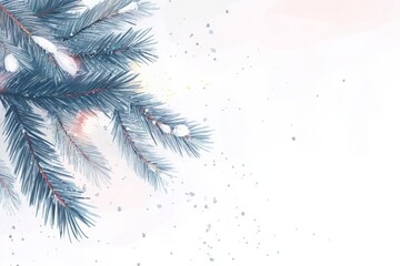 Obraz premium Christmas illustration, white background, pastel colors, trees.