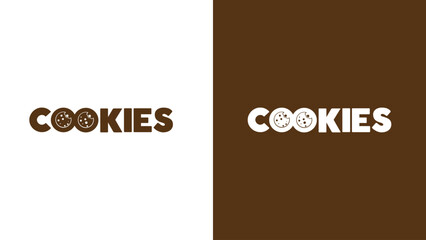 cookies letters negative space logo design. creative typography cookies shop logo vector illustration