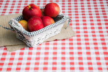 fresh organic apples in basket