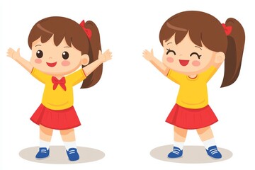 a girl doing stretching exercises with a cute smiling face,