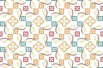 Colorful floral and geometric pattern design on a white background for textile artistry