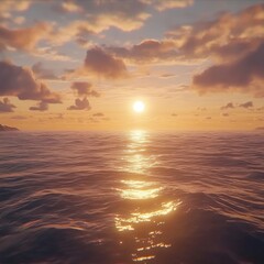 Fototapeta premium Golden Sunset Over the Ocean