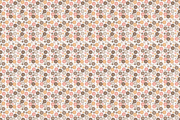 Whimsical fabric pattern featuring soft circles in pastel colors on a light background