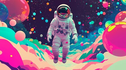 Naklejka premium ポップな宇宙探索