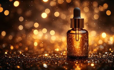 Luxury and beauty are reflected by shimmering light, reflecting golden elixirs