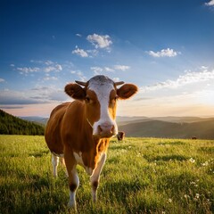 cow in a grass field