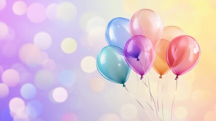 Colorful balloons floating against a vibrant, blurred background for celebrations.
