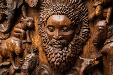 intricate wood carvings by the Makonde people.