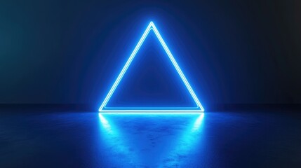 Glowing Blue Pyramid Structure. High-Tech 3D Graphic Design Element in Futuristic Style