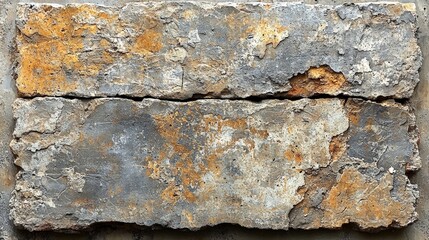 A weathered stone slab with a mix of gray and rusty orange textures.
