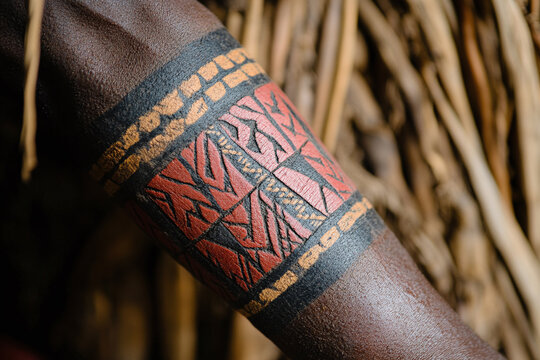 tribal scarification patterns on the arm of a Karo person.