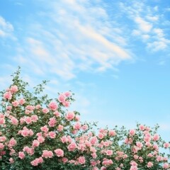 Pink Roses Against a Beautiful Sky