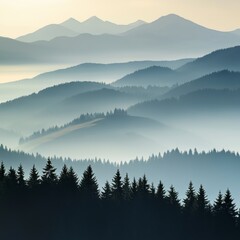 Misty Mountain Range Landscape