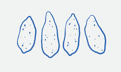 Hand-drawn sweet potato Illustration Set. Line art, ink, minimalist style. Vector illustration. 