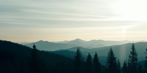 Obraz premium Misty Mountain Sunrise Panorama