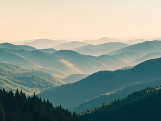 Obraz premium Misty Mountain Range at Dawn