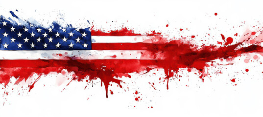 Minimalist Watercolor USA Flag Design