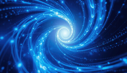 mesmerizing blue swirling vortex of light creates dynamic and captivating visual effect, evoking sense of motion and energy in cosmic space setting
