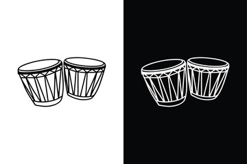 Drums flat vector icon, Drums Instrument Icon on Black and White Vector Background.