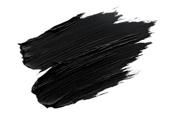 Bold black paint brush stroke isolated on a white background. PNG transparent.
