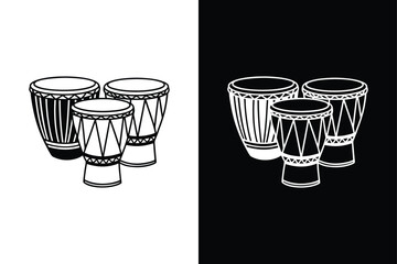 Drums flat vector icon, Drums Instrument Icon on Black and White Vector Background.