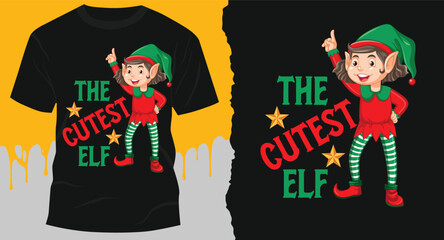 the cutest elf t shirt design svg template file free, typography 