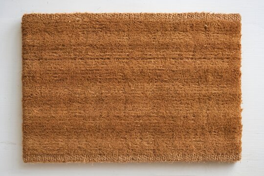 Top view of a rectangular brown doormat isolated on a plain background, ideal for home decor and product showcases.
