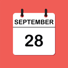 September 28. Daily Calendar icon for design. Simple design for business brochure, flyer, print media, advertisement. Easily editable