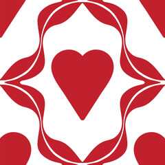 Large scale geometric pattern with heart, classic symbol of playing cards