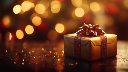 Elegant Christmas present with bokeh lights