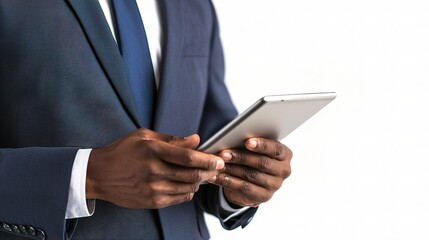 Professional Businessman Holding Tablet in Office Setting