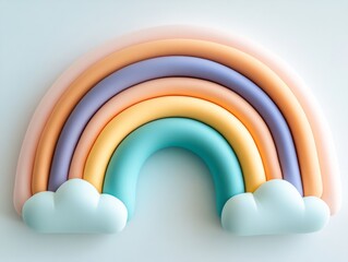 Pastel Rainbow with Clouds Decor