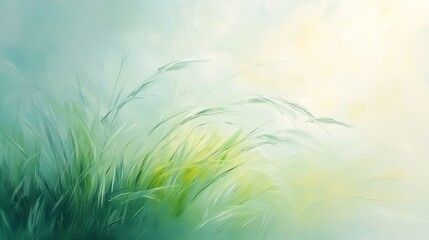 Obraz premium Tranquil grass softly swaying evoking peace and relaxation