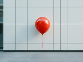 Red Balloon Against Modern Architecture